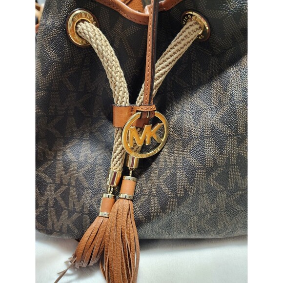 Michael Kors Jet Set Large Gathered Tote MK Signature Brown 30T3GTTT9B Used - Picture 3 of 8